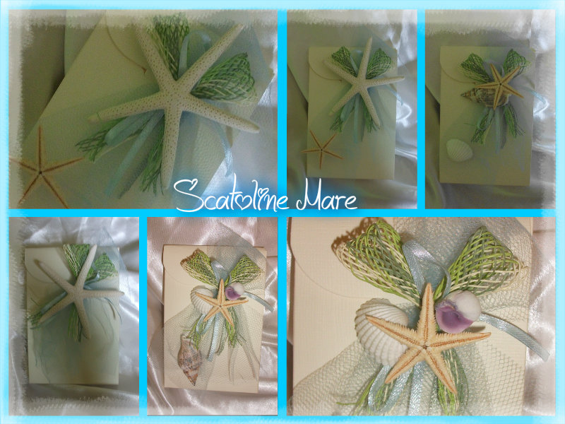 Confettata in Scatola Sacchetto Seta Avorio - Tema Marino.