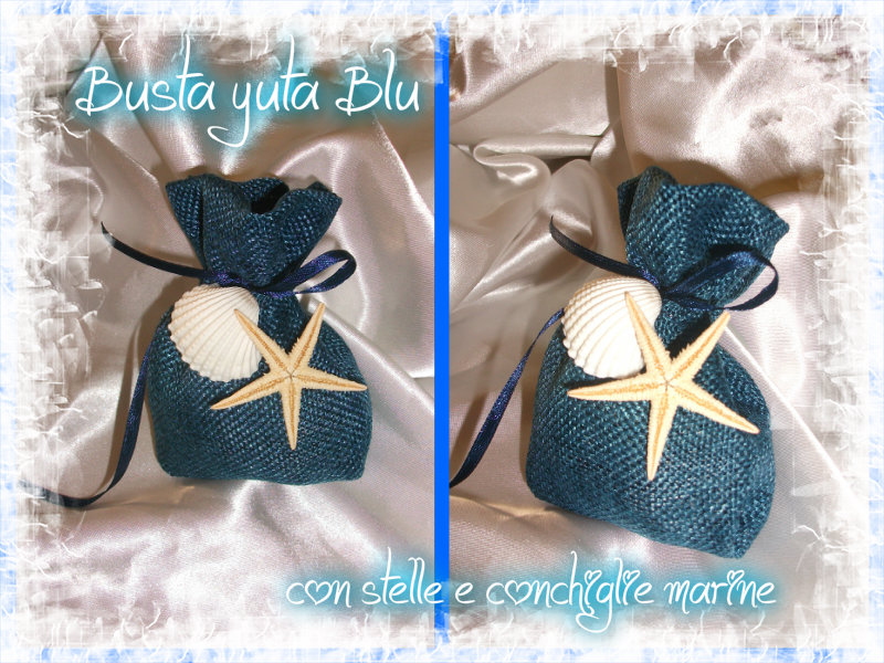 Busta yuta blu con stelle marine