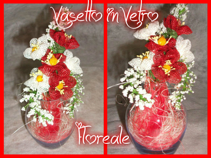 Vasetti in Vetro Floreali - Bianco/Rosso