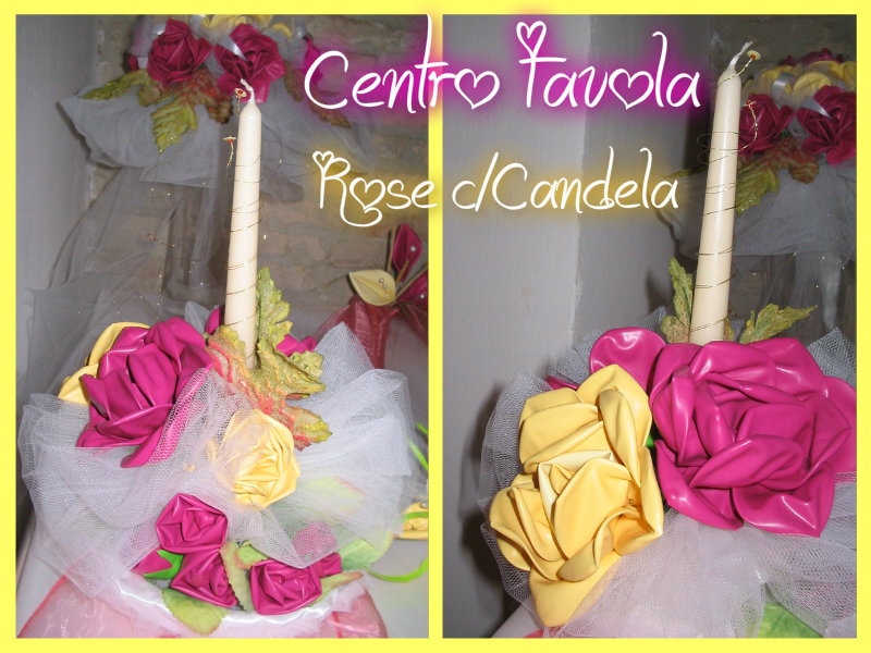 Centro Tavola - Rose con Candela -
