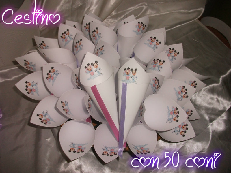 Cestino con 50 coni Minnie/Topolino