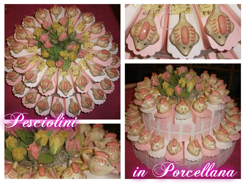 Torta Pesciolini in Porcellana Rosa