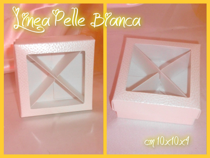 Fondo + Coperchio 10x10 - Linea Pelle Bianca -