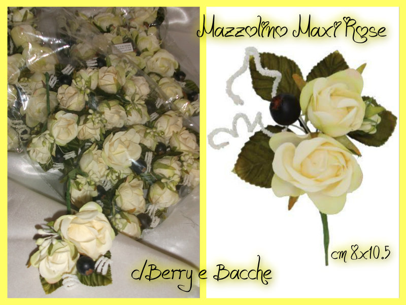 Mazz. Maxi rose c/berry e bacche - Panna - Pick - 126999681