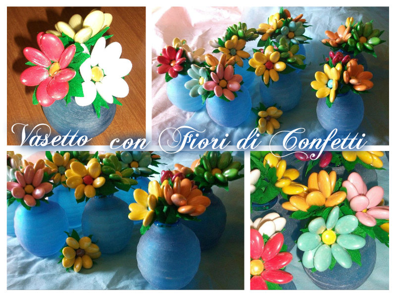 Vasetti Blu con Fiori di Confetto