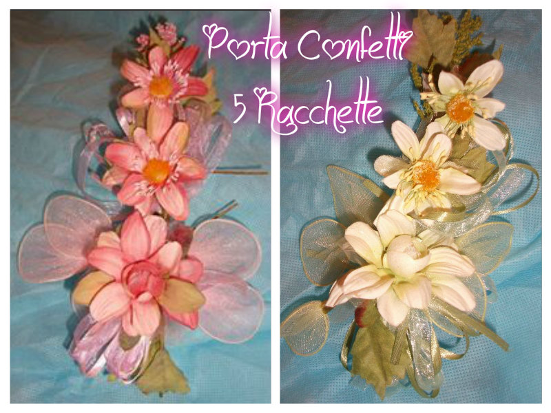 Fiore Porta Confetti 5 Racchette - Margherita Fucsia
