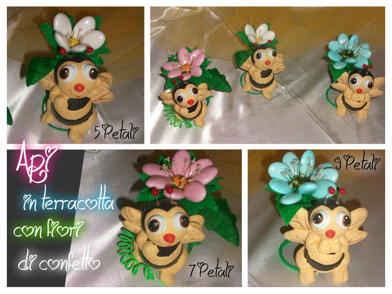 Api in Terracotta con fiori di confetto