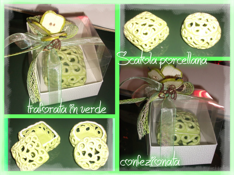 Scatola porcellana traforata -7x7- in verde