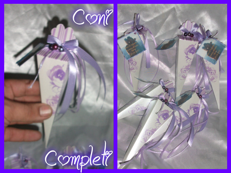 Coni con stampa rose color glicine