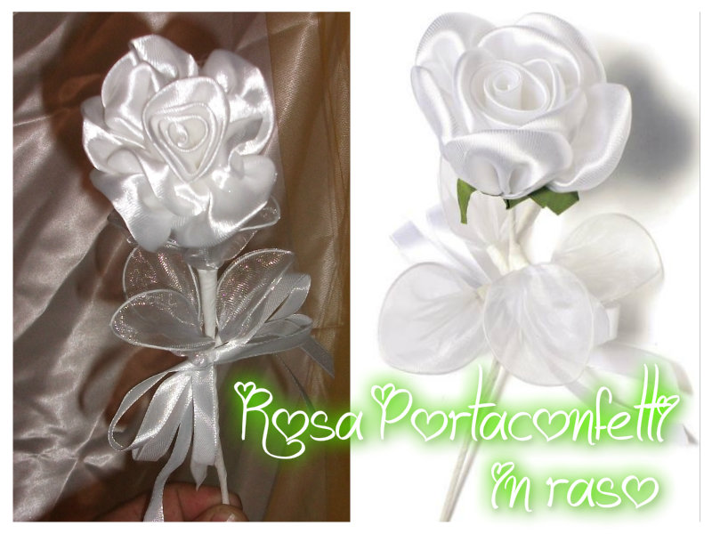 Rosa Portaconfetti in Raso Bianco - A.56.13.31