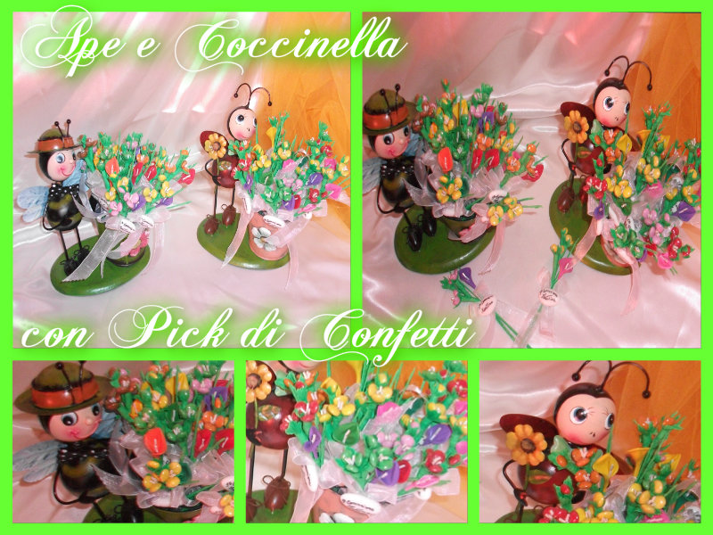 Vasi Ape e Coccinella in Metallo con Pick