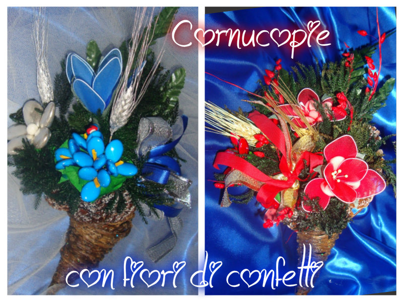 Centro Tavola - Cornucopie e fiori di confetto