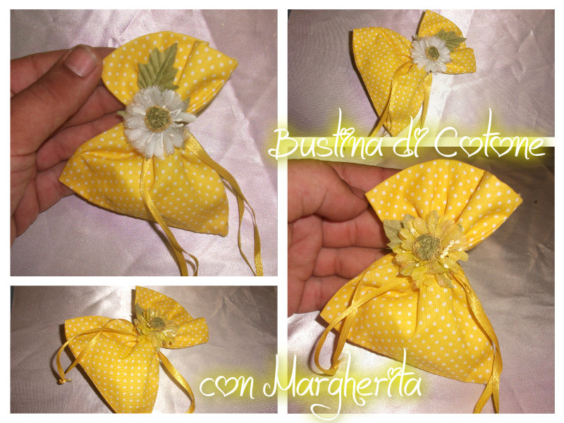 Bustina Cotone pois - Gialla - con Margherita