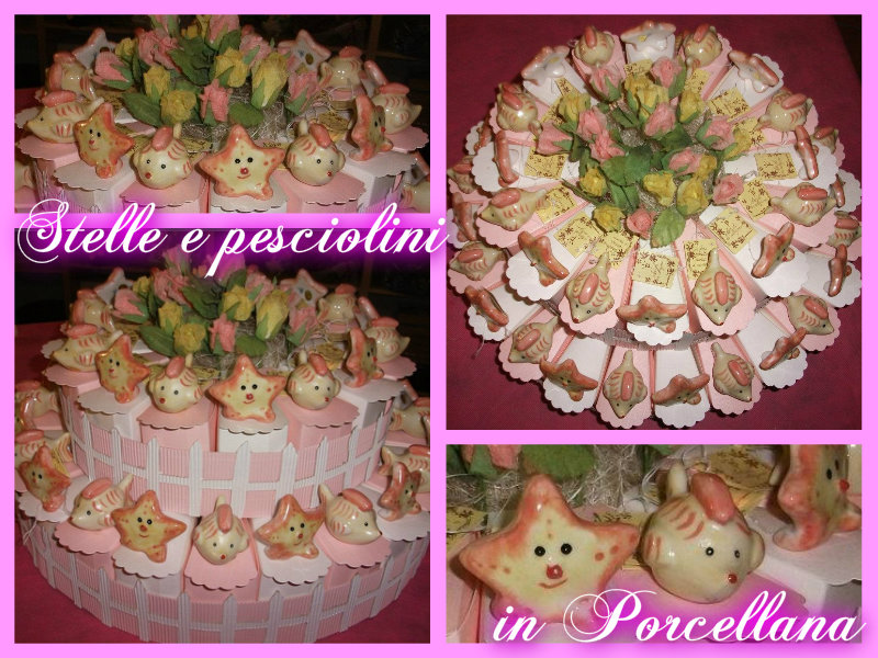 Torta Stelle e Pesciolini in Porcellana Rosa
