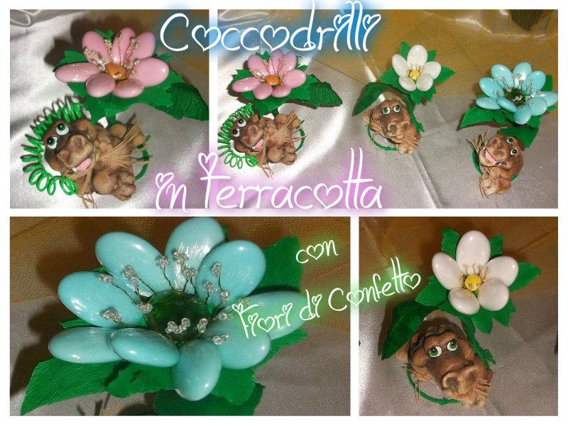Coccodrilli in terracotta - Fiore di confetto. 7 petali -