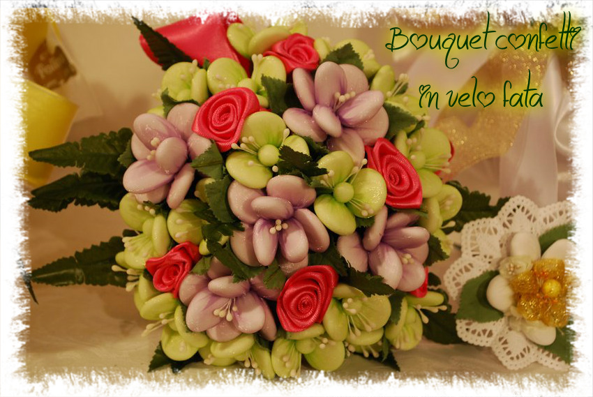 Bouquet di confetti in velo fata